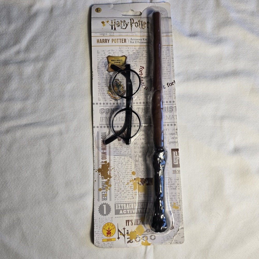 Harry Potter Kids Costume Accessories Wand and Glasses Set ,Sealed